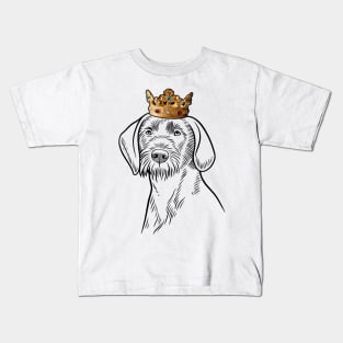 Wirehaired Pointing Griffon Dog King Queen Wearing Crown Kids T-Shirt